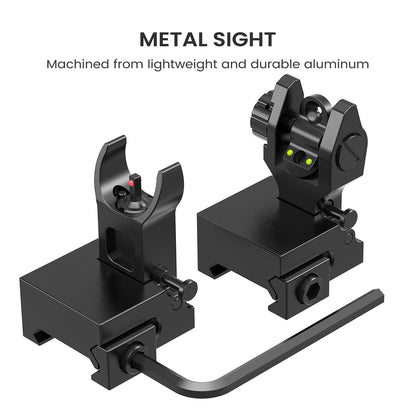 90 Degree Folding Tactical Fiber Optic Front and Rear Sights