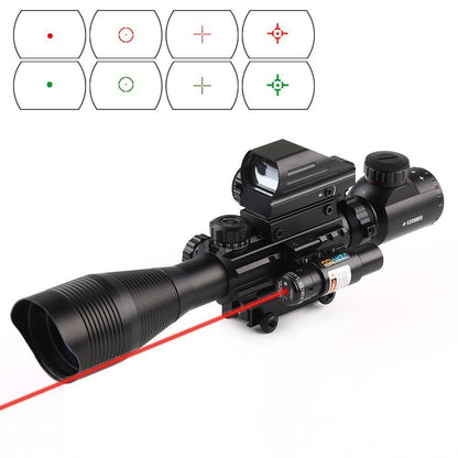 TAC-5: 4-12x50 Illuminated Reticle Scope Package - Includes 4 Mode Dot Sight and Green or Red Laser