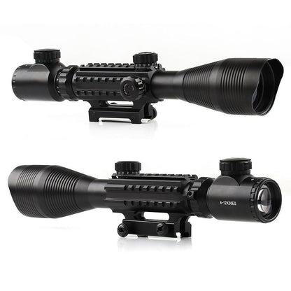 TAC-5: 4-12x50 Illuminated Reticle Scope Package - Includes 4 Mode Dot Sight and Green or Red Laser