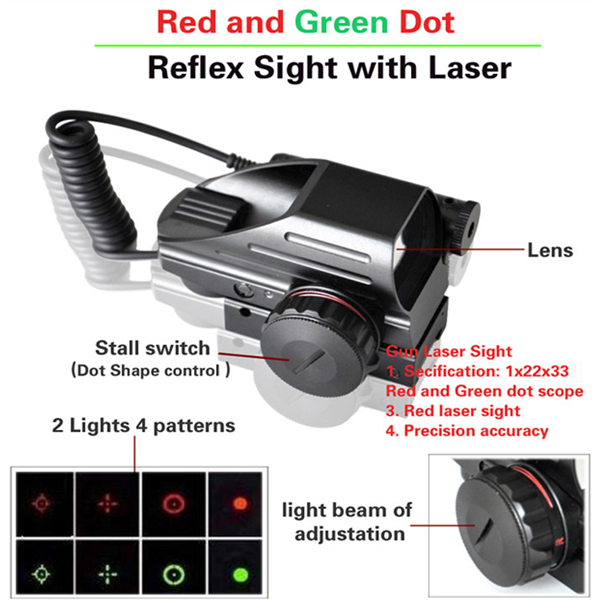 Hunting HD103B Optical Scopes 4 Reticle Holographic Reflex Sight Red Green Dot Rifle Scope 11/20MM Rail Mount Rifle Scope