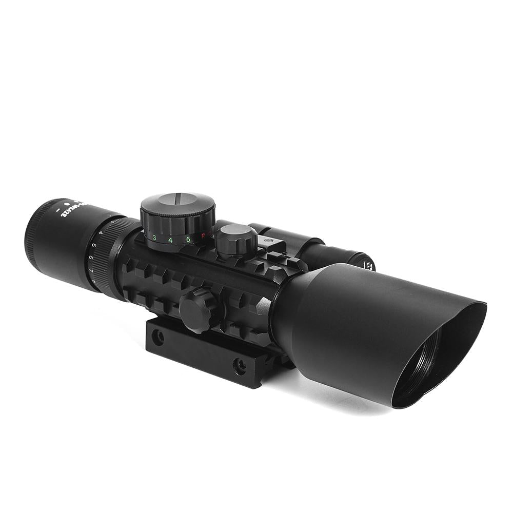 3-10X42E M9 Holographic Sight Scope Wide-field Riflescope with Red Laser and Herring Bone Strutting