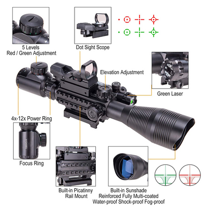 TAC-6: 4-12x50 Illuminated Reticle Scope Package